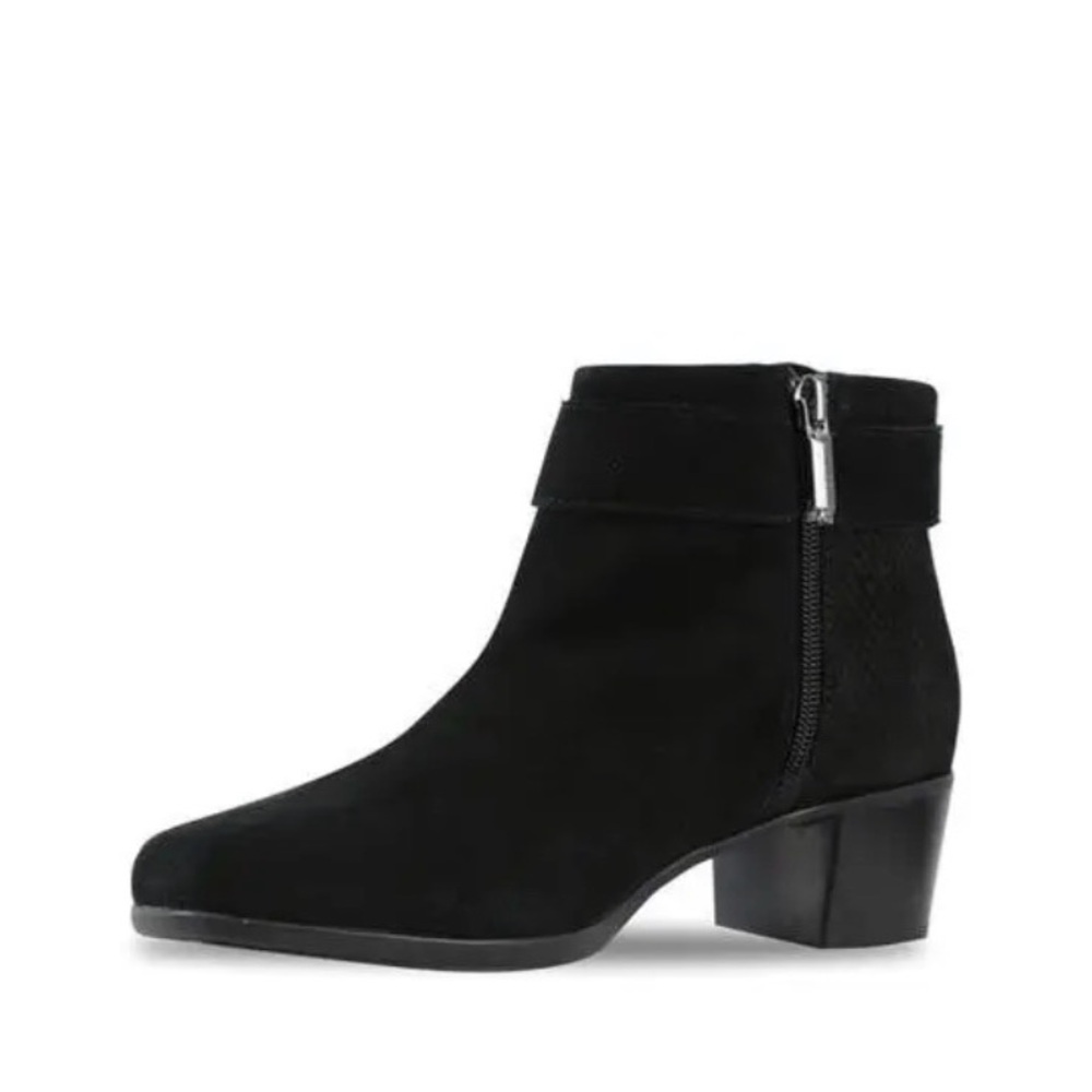 Munro Black Suede Ankle Boot with Side Zip
